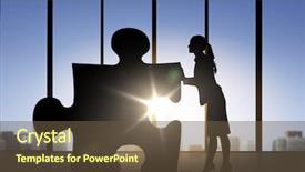  Presentation with business people silhouette - Presentation theme enhanced with piece over office window background background and a tawny brown colored foreground