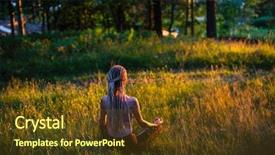  Presentation with yoga - Audience pleasing PPT theme consisting of silhouette of yoga woman practicing backdrop and a tawny brown colored foreground