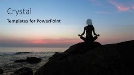  Presentation with lotus - Slide deck featuring silhouette-of-yoga-woman-sit background and a light blue colored foreground