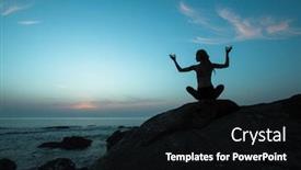  Presentation with lotus - Beautiful presentation design featuring silhouette-of-yoga-woman-sit backdrop and a wine colored foreground