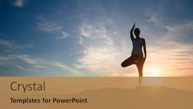  Presentation with yoga - Slide deck enhanced with silhouette-of-yoga-woman-standing background and a coral colored foreground