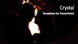  Presentation with couple kiss - Colorful slide deck enhanced with silhouette of young couple about to kiss against fire in the night backdrop and a black colored foreground