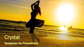  Presentation with sad woman silhouette - Amazing PPT layouts having silhouette of young happy woman backdrop and a tawny brown colored foreground