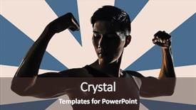  Presentation with show - Audience pleasing presentation design consisting of silhouette of young man show his biceps brachii closeup portrait backdrop and a wine colored foreground