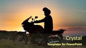  Presentation with road light - Theme having silhouette-of-young-motorcycle-rider background and a tawny brown colored foreground