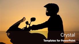  Presentation with rider - Audience pleasing PPT layouts consisting of silhouette-of-young-motorcycle-rider backdrop and a wine colored foreground