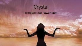  Presentation with sad woman silhouette - Cool new presentation theme with silhouette of young woman doing backdrop and a violet colored foreground