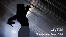  Presentation with disco - Presentation theme featuring silhouette of young woman at disco party background and a dark gray colored foreground