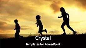  Presentation with summer time - Amazing PPT theme having silhouette running - active group of kids spending backdrop and a black colored foreground