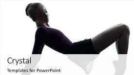  Presentation with young woman - Beautiful presentation theme featuring silhouette studio on white background backdrop and a  colored foreground