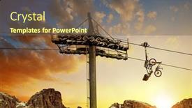  Presentation with bike - PPT layouts featuring silhouette-the-cableway-with-downhill background and a violet colored foreground
