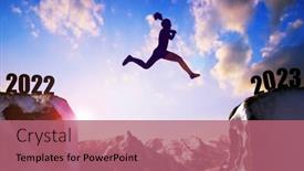  Presentation with new year - PPT layouts having silhouette-the-girl-jump background and a  colored foreground