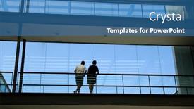  Presentation with modern building - Presentation theme consisting of silhouette-view-of-two-young background and a teal colored foreground