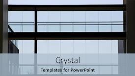  Presentation with windows - Slide deck consisting of silhouette view of young businessman walking in modern office building interior with panoramic windows background and a light blue colored foreground