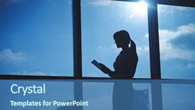  Presentation with networking - Slides featuring silhouette woman - outline of businesswoman with touchpad background and a ocean colored foreground