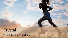  Presentation with sky sun - Slide deck consisting of silhouette woman run under blue background and a coral colored foreground