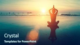  Presentation with yoga - Beautiful slide deck featuring silhouette woman yoga backdrop and a navy blue colored foreground