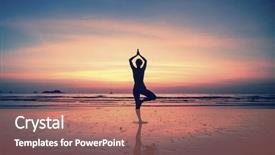  Presentation with meditation - PPT theme consisting of silhouette yoga meditation girl background and a coral colored foreground