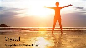  Presentation with exercise - Amazing presentation design having silhouette young woman exercise backdrop and a gold colored foreground