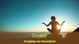  Presentation with surreal - Beautiful presentation featuring silhouette-young-woman-practicing-yoga backdrop and a tawny brown colored foreground