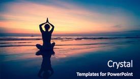 Presentation with sunset beach - Amazing presentation having silhouette young woman practicing yoga backdrop and a navy blue colored foreground
