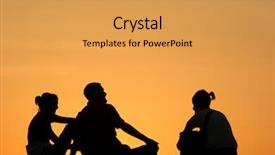  Presentation with company - Amazing presentation theme having silhouetted company talking at sunset backdrop and a yellow colored foreground