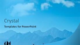  Presentation with people street - Audience pleasing presentation design consisting of silhouetted people relaxing on street over blue sky and high mountains backdrop and a light blue colored foreground