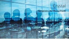  Presentation with reflecting - Slide set featuring silhouetters-celebrating-against-city-reflecting background and a light blue colored foreground