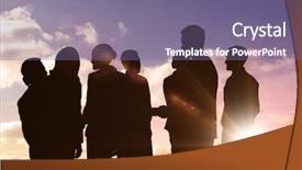  Presentation with shining - Colorful slide set enhanced with silhouetters celebrating against sun shining backdrop and a violet colored foreground