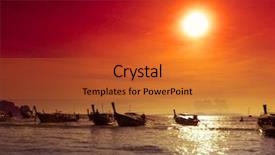  Presentation with sea sun - Amazing slide deck having silhouettes at evening red sunset backdrop and a red colored foreground