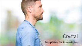  Presentation with facial pain medical man - Presentation theme enhanced with silhouettes nurses - handsome doctor man wearing medical background and a light blue colored foreground