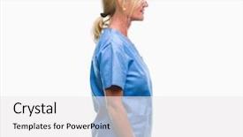  Presentation with nurse - Colorful presentation enhanced with silhouettes nurses - middle age blonde woman wearing backdrop and a white colored foreground