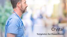  Presentation with medical behavior - Beautiful theme featuring silhouettes nurses - middle age hoary senior doctor backdrop and a light blue colored foreground