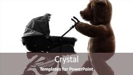  Presentation with baby bear - Colorful slide set enhanced with silhouettes nurses - one teddy bear prams baby backdrop and a dark gray colored foreground