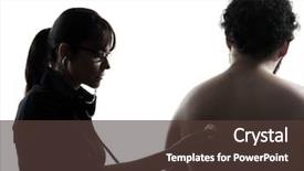  Presentation with doctor helps to get out of bed an elderly woman - Amazing slide deck having silhouettes nurses - one woman doctor holding stethoscope backdrop and a tawny brown colored foreground