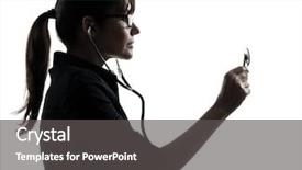  Presentation with studio - Beautiful slide deck featuring silhouettes nurses - one woman doctor holding stethoscope backdrop and a dark gray colored foreground