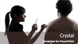  Presentation with surgical - PPT theme having silhouettes nurses - one woman doctor holding surgical background and a tawny brown colored foreground