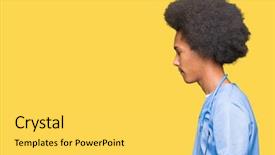  Presentation with doctor african - Colorful PPT theme enhanced with silhouettes nurses - young african american doctor man backdrop and a light gray colored foreground