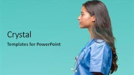  Presentation with doctor helps to get out of bed an elderly woman - PPT theme consisting of silhouettes nurses - young arab doctor surgeon woman background and a seafoam green colored foreground