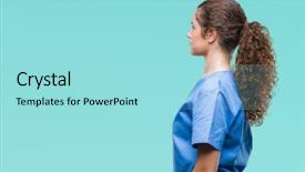  Presentation with teamwork nurse doctor - Slides consisting of silhouettes nurses - young brunette doctor girl wearing background and a arctic colored foreground