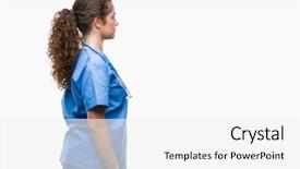  Presentation with nurse - Presentation theme having silhouettes nurses - young brunette doctor girl wearing background and a white colored foreground