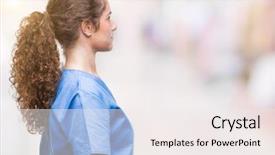  Presentation with group of three young girl - Amazing slide deck having silhouettes nurses - young brunette doctor girl wearing backdrop and a sky blue colored foreground