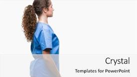  Presentation with group of three young girl - Colorful PPT theme enhanced with silhouettes nurses - young brunette doctor girl wearing backdrop and a white colored foreground