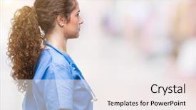  Presentation with group of three young girl - Audience pleasing PPT theme consisting of silhouettes nurses - young brunette doctor girl wearing backdrop and a sky blue colored foreground