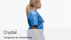 Presentation with young woman wearing boxer gloves - Slide deck enhanced with silhouettes nurses - young caucasian doctor woman wearing background and a  colored foreground