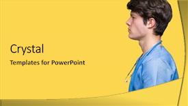  Presentation with medical protective wears - Presentation design featuring silhouettes nurses - young doctor wearing medical uniform background and a yellow colored foreground