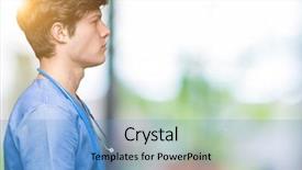  Presentation with medical - Presentation theme having silhouettes nurses - young doctor wearing medical uniform background and a light blue colored foreground