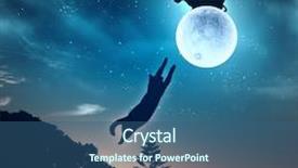  Presentation with night sky moon - Presentation theme consisting of night sky with full moon background and a ocean colored foreground