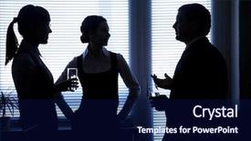  Presentation with disco dancing silhouettes - Cool new presentation theme with silhouettes of business partners discuss backdrop and a navy blue colored foreground