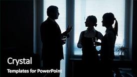  Presentation with pink disco dancing silhouettes - Audience pleasing slides consisting of silhouettes of business partners discuss backdrop and a black colored foreground